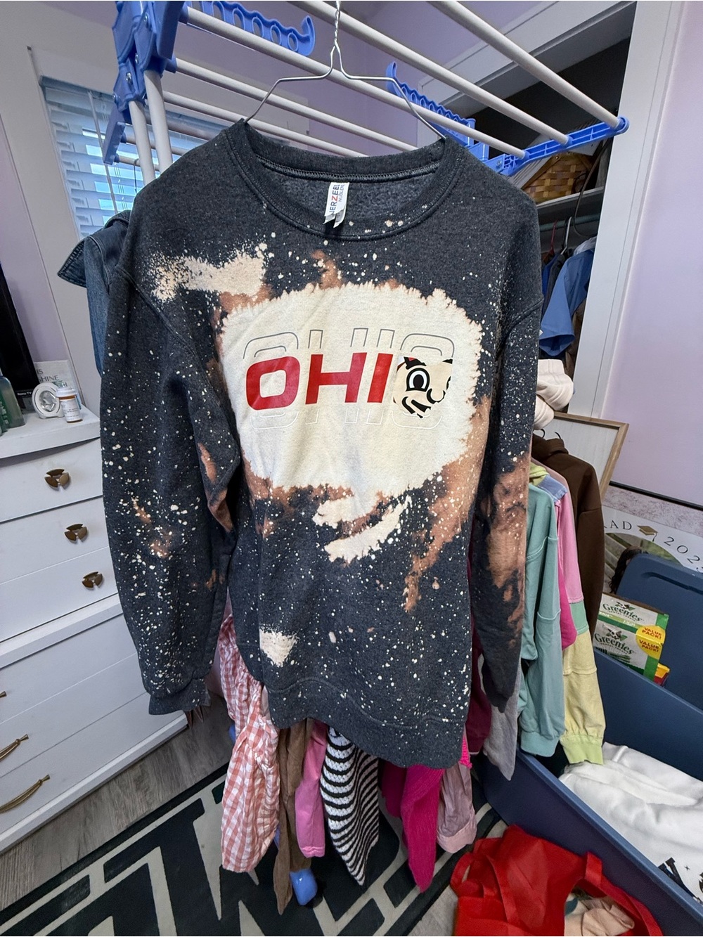 The Ohio State Black Bleached 'OHIO' Graphic Crewneck Sweatshirt